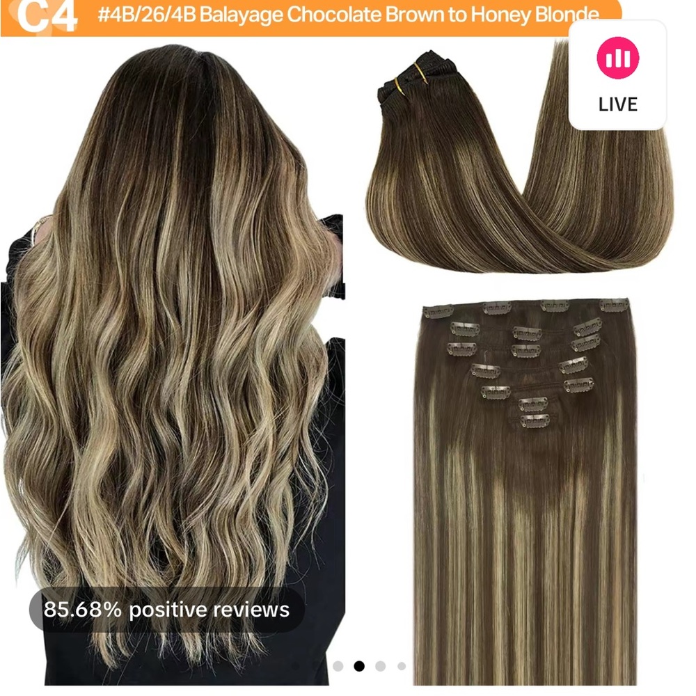 Human Hair Clip in Extensions
